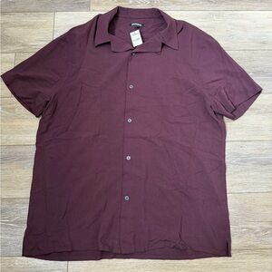 NWT Express Burgundy Button Down Shirt Sz L